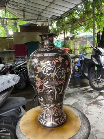 Đôi Lọ hoa mai bình khảm ngũ sắc