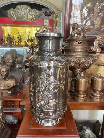 Đôi Lọ trụ khảm ngũ sắc