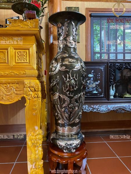 Lộc bình bằng đồng đỏ 1m2 rồng phượng 150kg