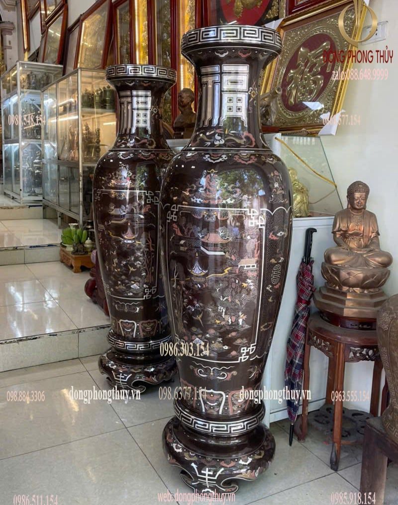 Lọ hoa 1m6 khảm ngũ sắc