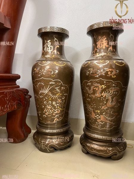 Lộc bình 80cm khảm tam khí