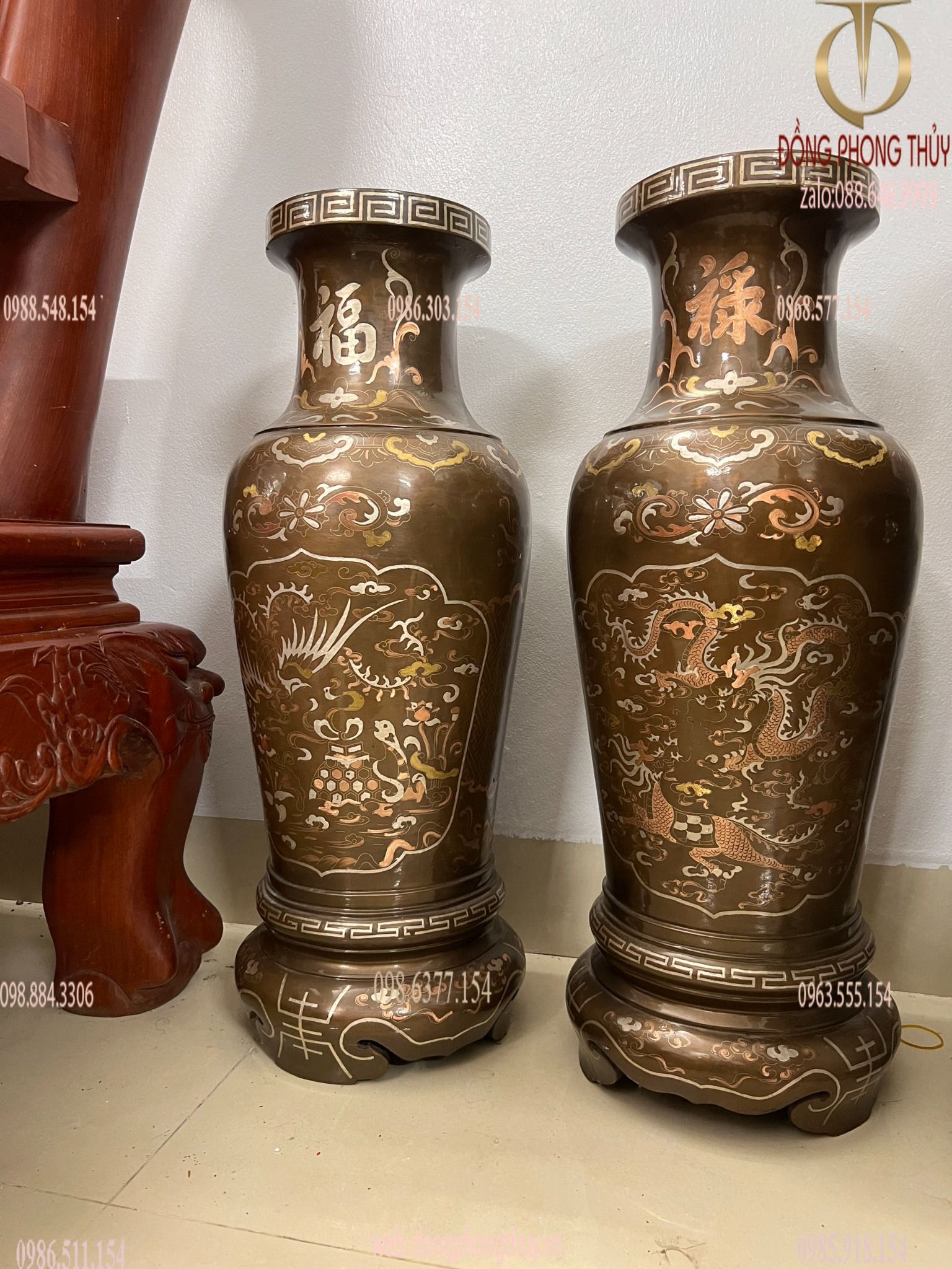 Lộc bình 80cm khảm tam khí