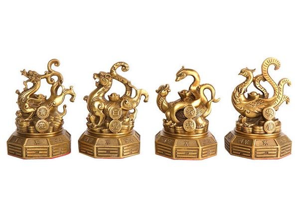 Tứ linh long lân quy phụng bằng đồng cao 26cm nặng 10kg