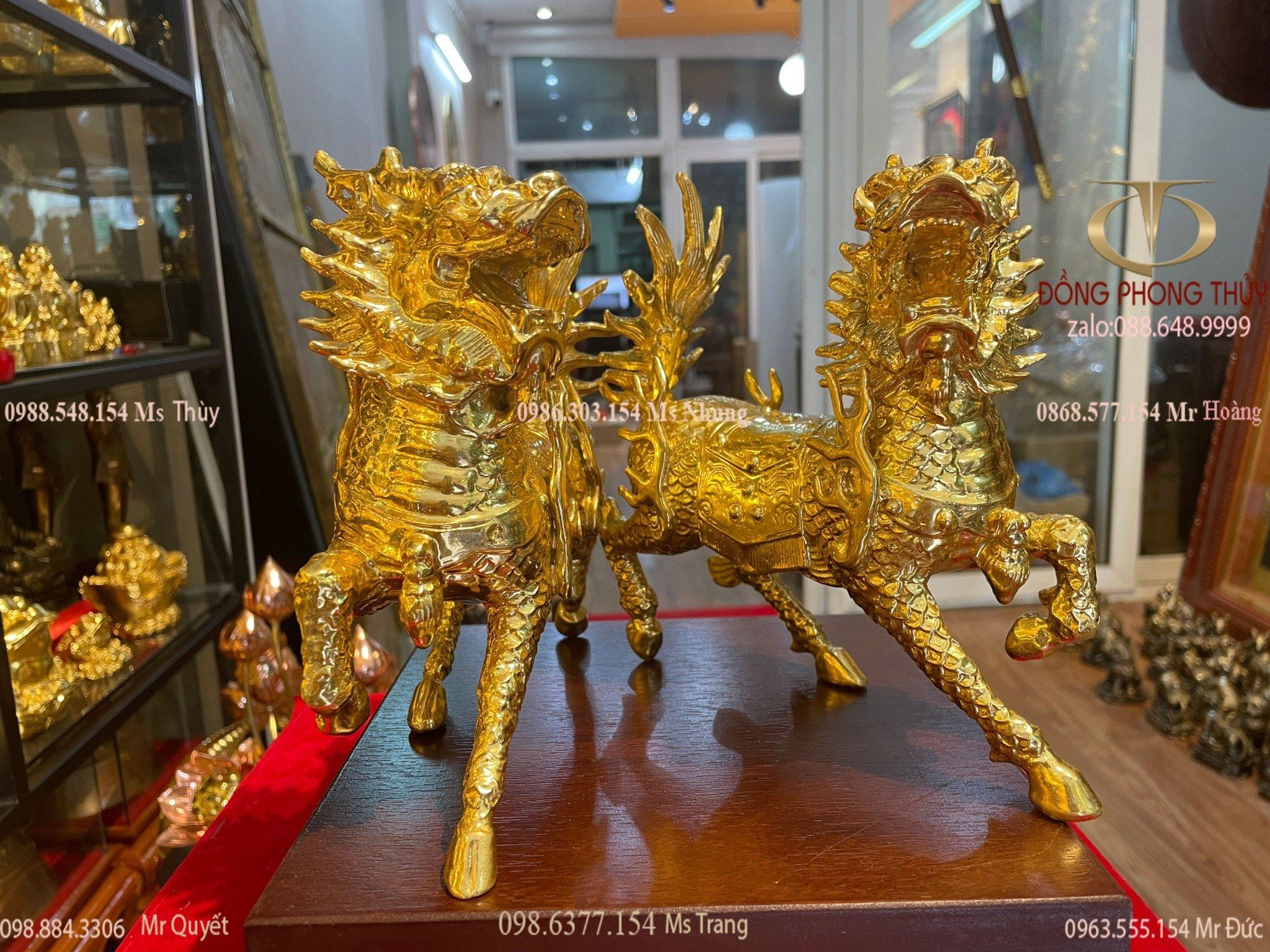 Long mã bằng đồng dát vàng 24k