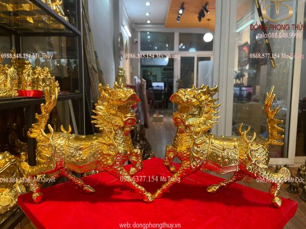 Long mã bằng đồng dát vàng 24k