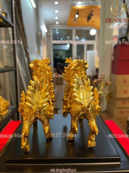 Long mã phong thủy bằng đồng dát vàng 24k