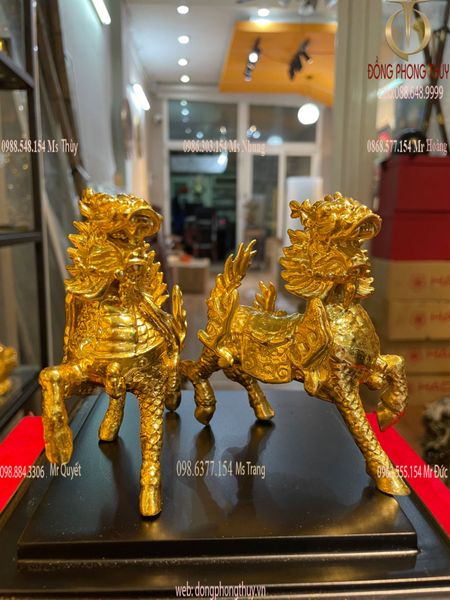 Long mã phong thủy bằng đồng dát vàng 24k