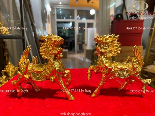 Long mã phong thủy bằng đồng dát vàng 24k