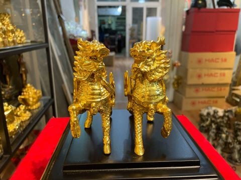 Long mã phong thủy bằng đồng dát vàng 24k