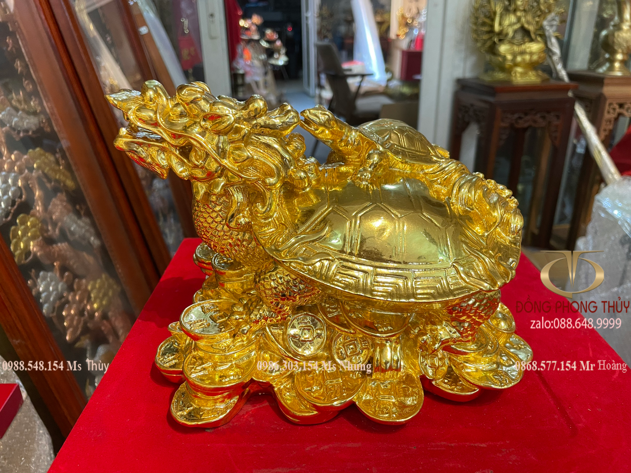 Long Quy bằng đồng dát vàng 24k