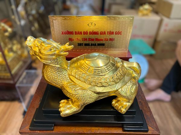 Long quy bát quái bằng đồng dát vàng 24k