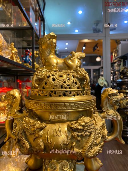 Đỉnh đồng -  lư đốt trầm cao 43cm