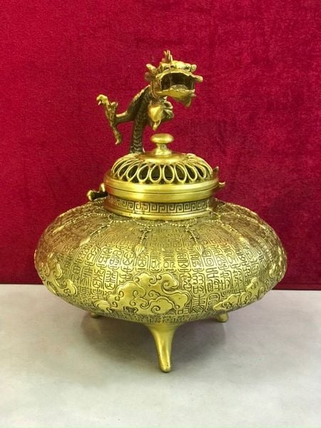 Lư xông trầm độc long bằng đồng