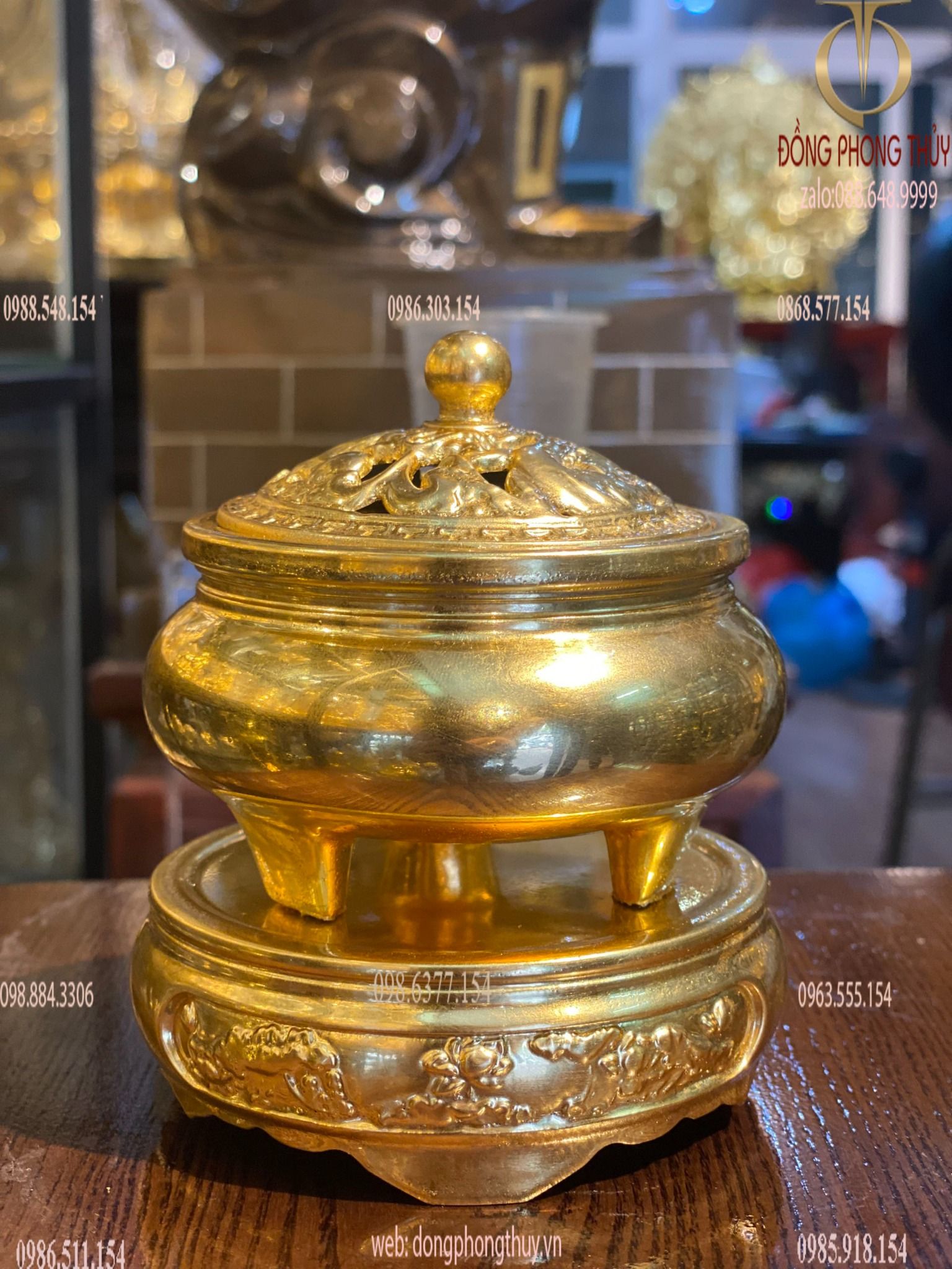 Lư xông trầm dát vàng 24k