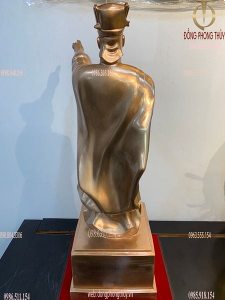 Tượng Lý Thường Kiệt đồng đỏ khảm tam khí cao 70cm