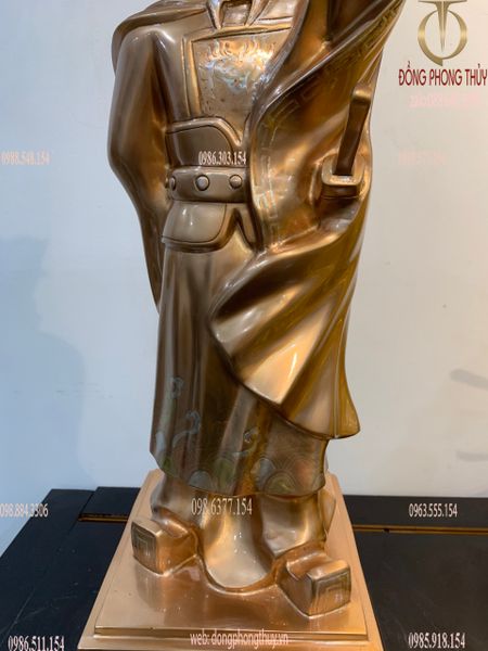 Tượng Lý Thường Kiệt đồng đỏ khảm tam khí cao 70cm