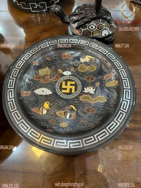 Mâm bồng khảm ngũ sắc đường kính 25cm