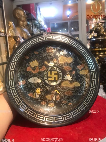 Mâm bồng khảm ngũ sắc đường kính 25cm