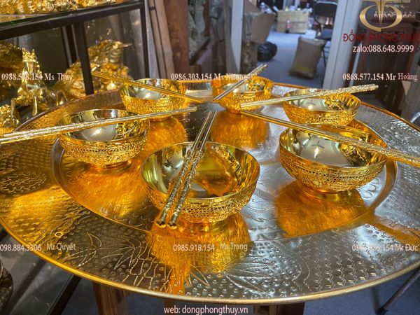 Mâm đồng Đại Bái mạ vàng 24k bằng đồng