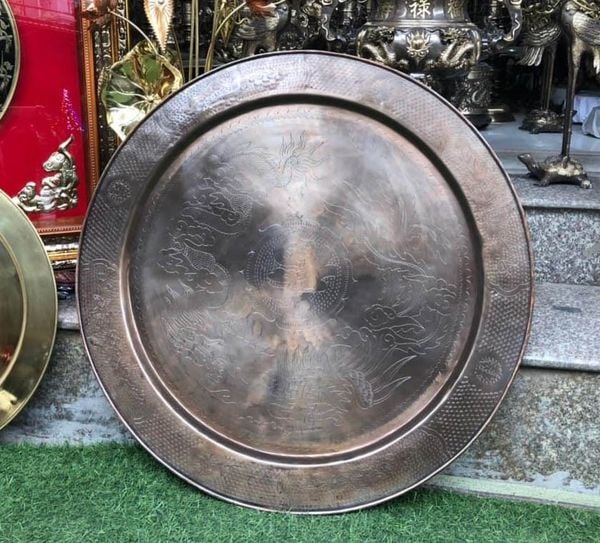 Mâm đồng 60cm màu hun
