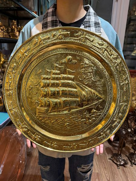 Tranh mâm thuận buồm xuôi gió dát vàng đường kính 52cm