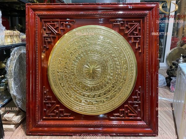 Mặt trống đồng 60cm dát vàng 24K