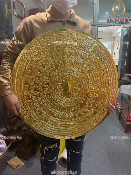 Mặt trống đồng Đông Sơn 70 đồng đỏ dát vàng 24k nặng 16kg