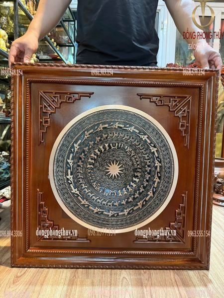 Mặt trống đồng đường kính 50cm khung 78x78cm