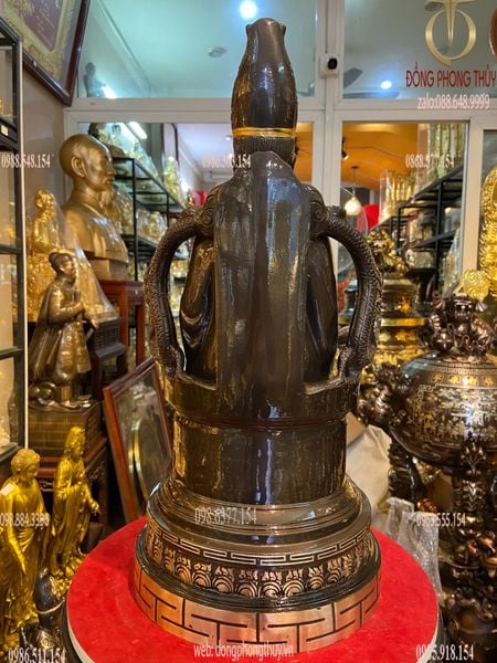 Tượng mẫu Cửu Trùng Thiên bằng đồng khảm tam khí cao 50cm