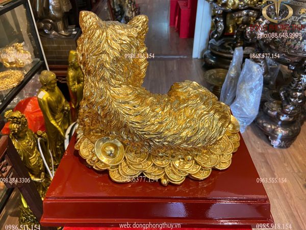 Tượng mèo cao 23cm dát vàng 24K
