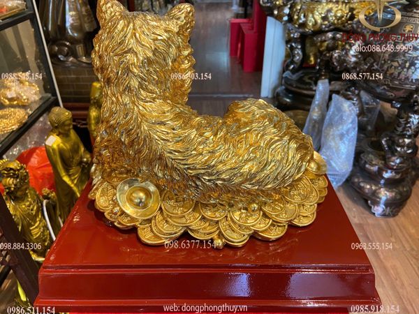 Tượng mèo cao 23cm dát vàng 24K