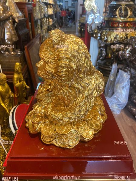Tượng mèo cao 23cm dát vàng 24K