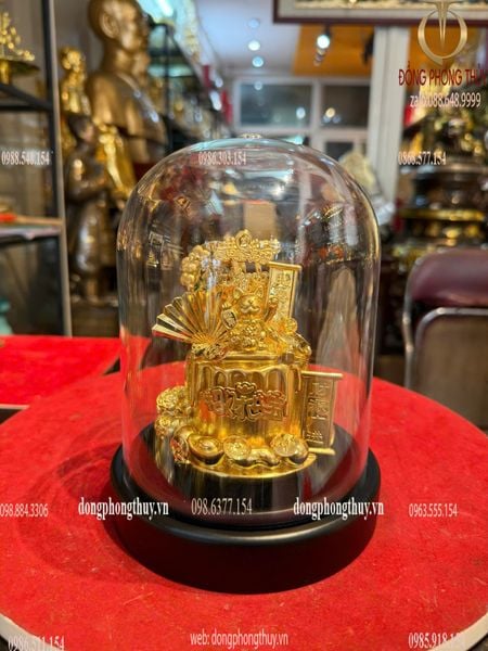 Mèo thần tài mạ vàng 24k 14x14x19cm