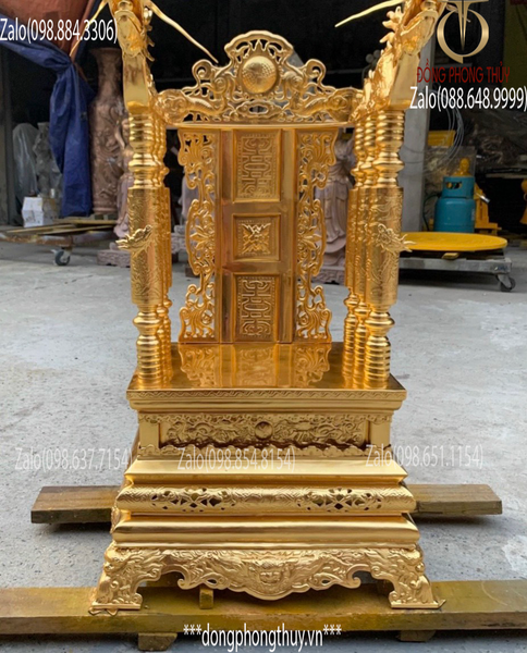 Ngai thờ đẹp - giá ngai thờ bằng đồng cao 86cm dát vàng 24k