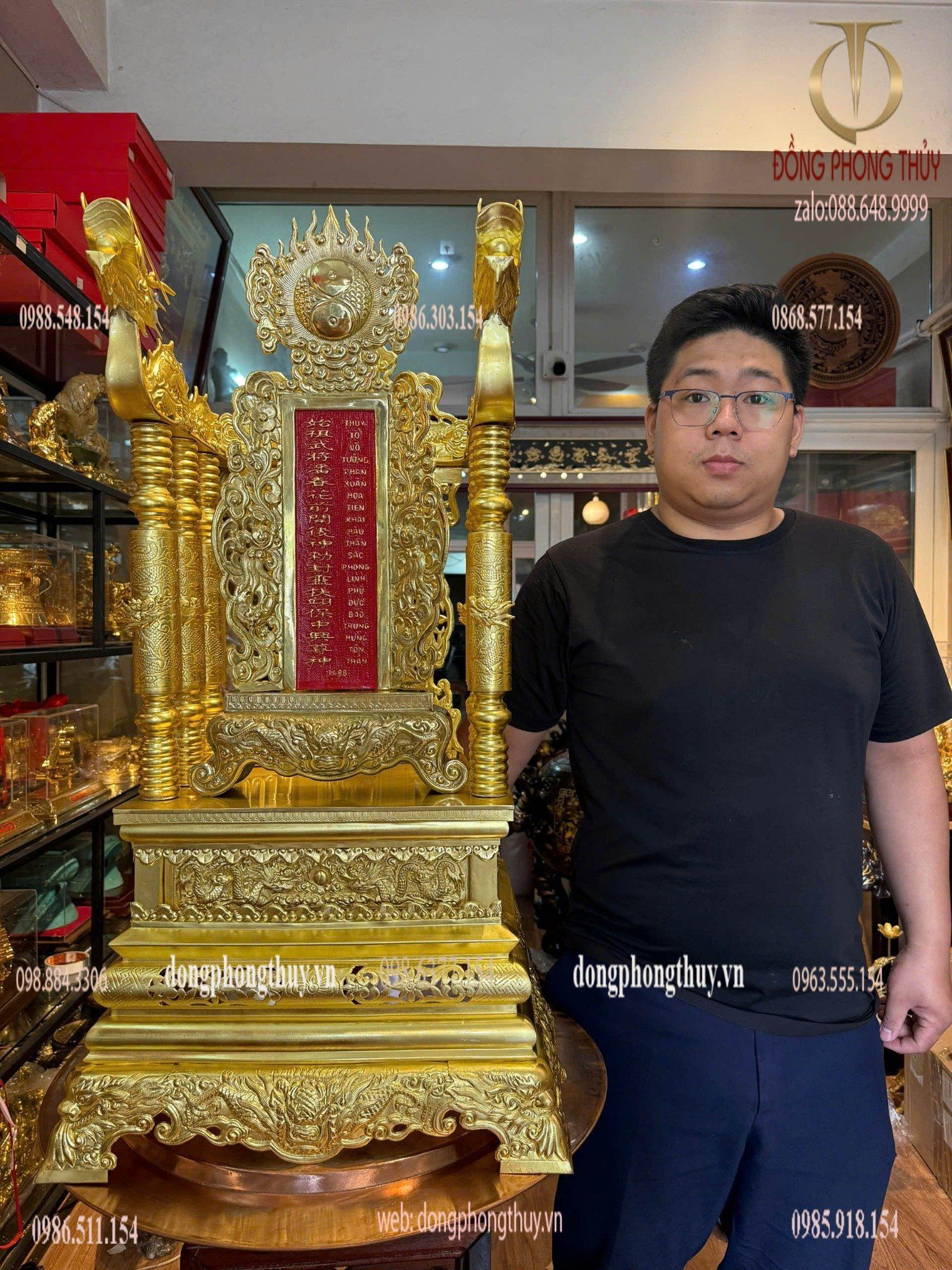 Ngai thờ + bài vị thờ bằng đồng
