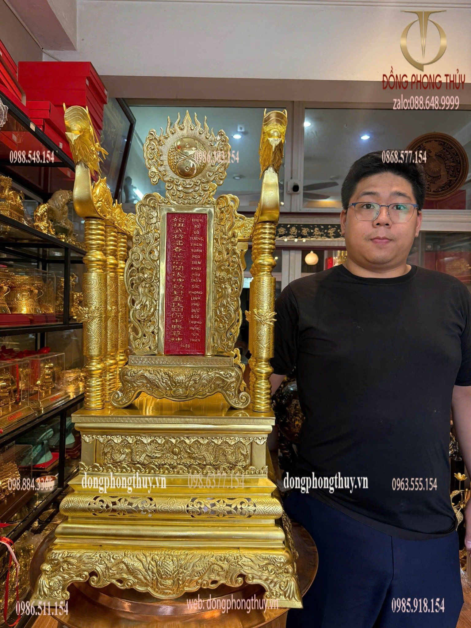 Ngai thờ + bài vị thờ bằng đồng