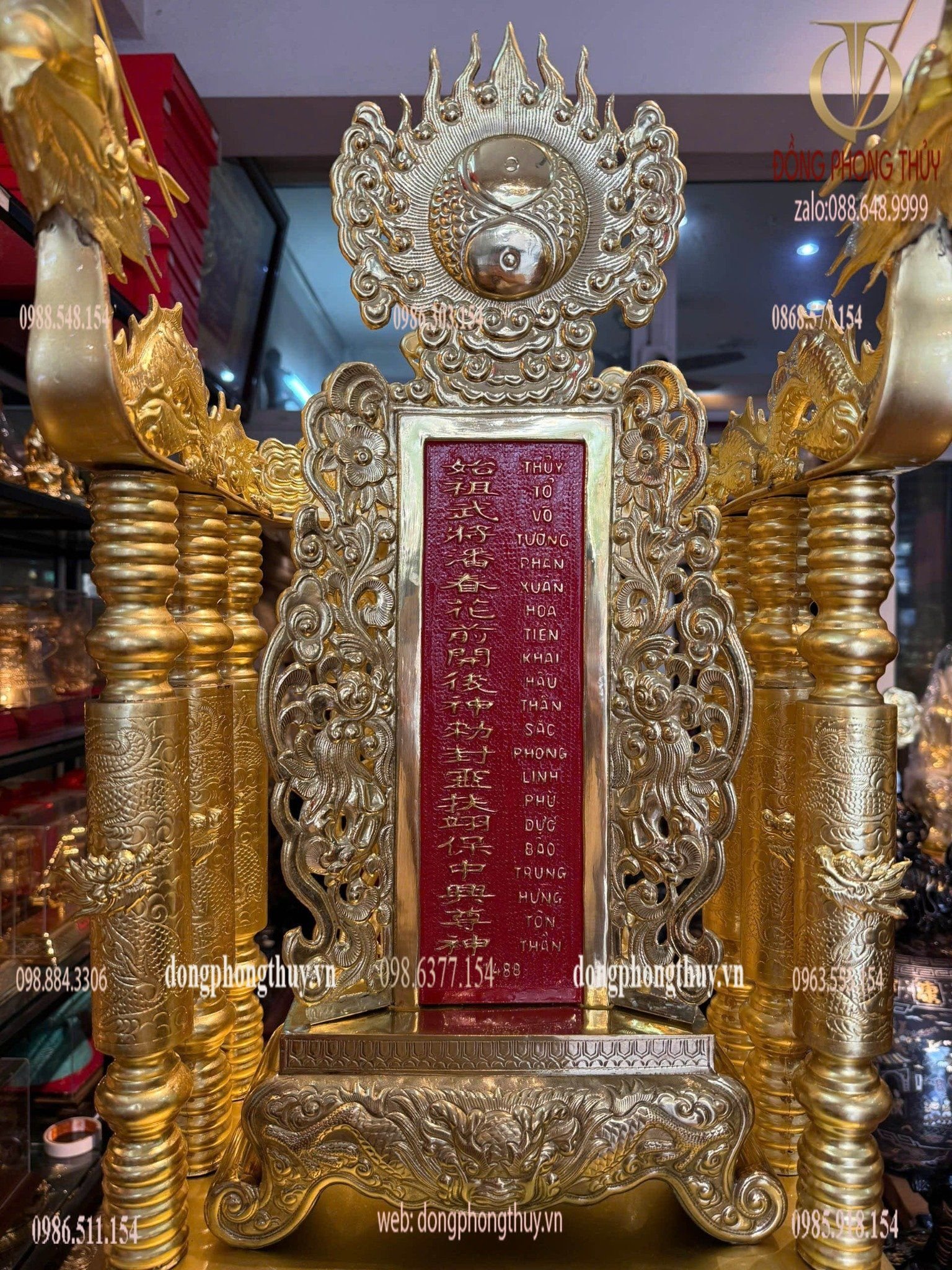 Ngai thờ + bài vị thờ bằng đồng
