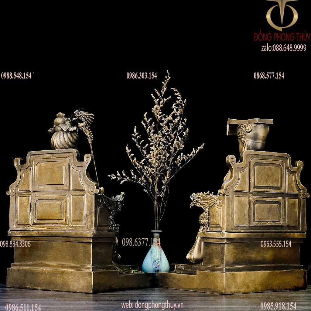 Ngọc Hoàng Đại Đế - Vương Nữ Nương Nương bằng đồng 30cm màu hun