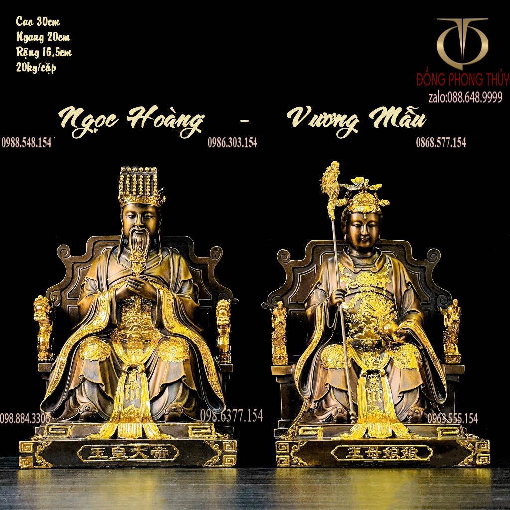 Ngọc Hoàng Đại Đế - Vương Mẫu Nương Nương bằng đồng