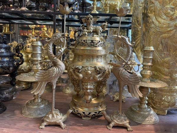 Bộ đỉnh đồng Ngũ sự cát tút cao 70cm