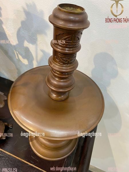 Bộ đỉnh đồng Ngũ sự  hoa sòi mẫu cổ cao 65cm nặng 33kg