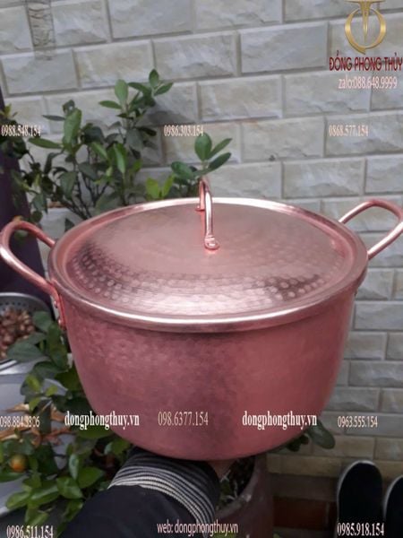 Nồi đồng đỏ gò thủ công dk 24cm cao 14cm