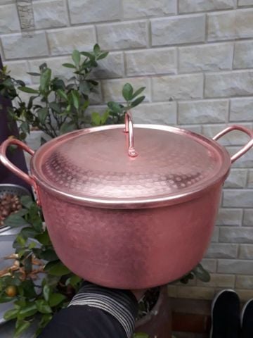 Nồi đồng đỏ gò thủ công dk 24cm cao 14cm