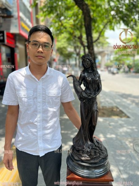 Tượng nữ thần may mắn bằng đồng cao 78 ngang 30 nặng 27kg