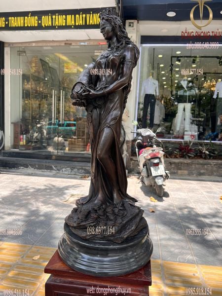 Tượng nữ thần may mắn bằng đồng cao 78 ngang 30 nặng 27kg