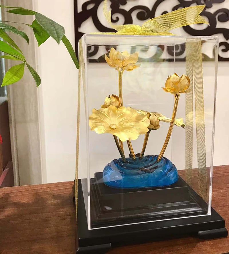 Chậu hoa sen mạ vàng mạ vàng 24k