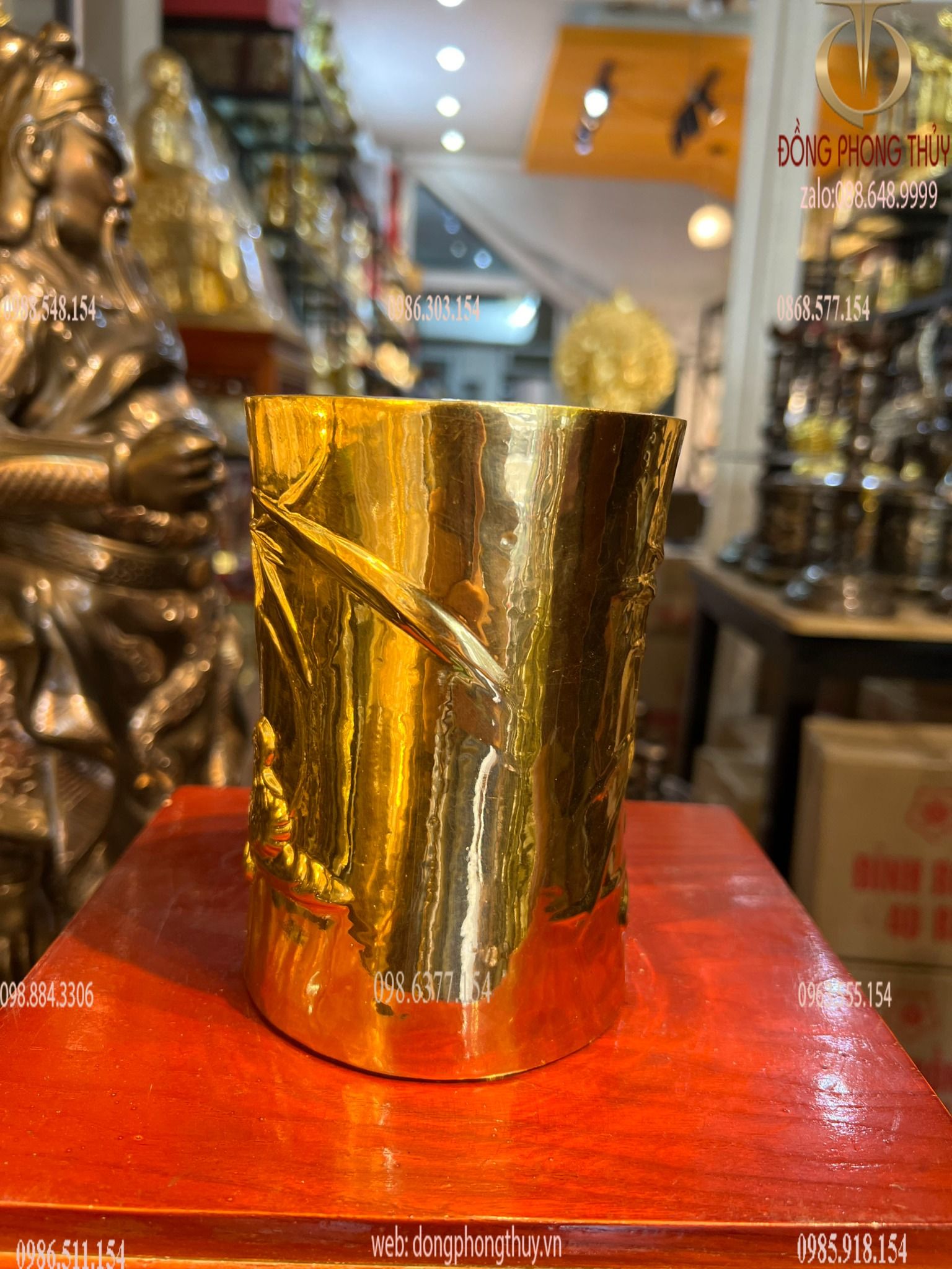 Ống đựng bút dát vàng 24k rộng 10 cao 14 nặng 900gr