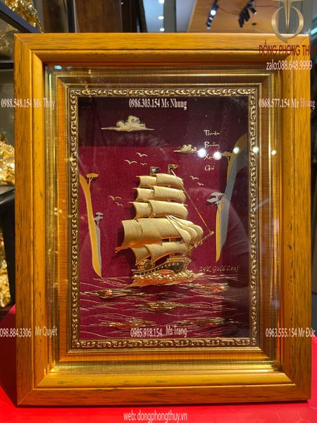 Tranh thuyền buồm mạ vàng 24k Cao 25 ngang 20