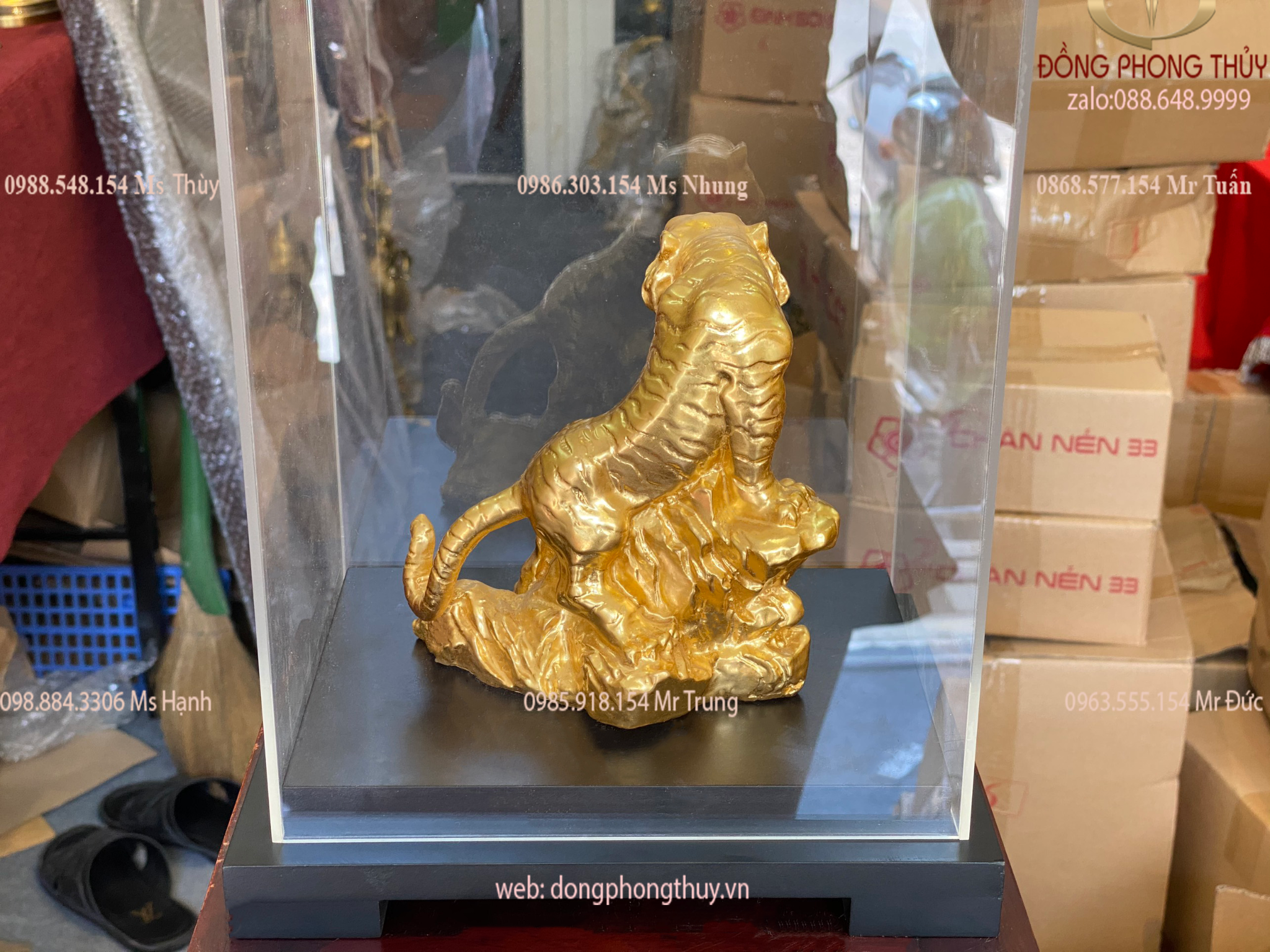 Tượng Hổ Bằng đồng thếp vàng 24k