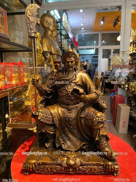 Quan thánh đế quân - Quan công ngồi đọc sách Cao 30 đến đầu 40cm đến đao ngang 22 sâu 18cm nặng 7.6kg